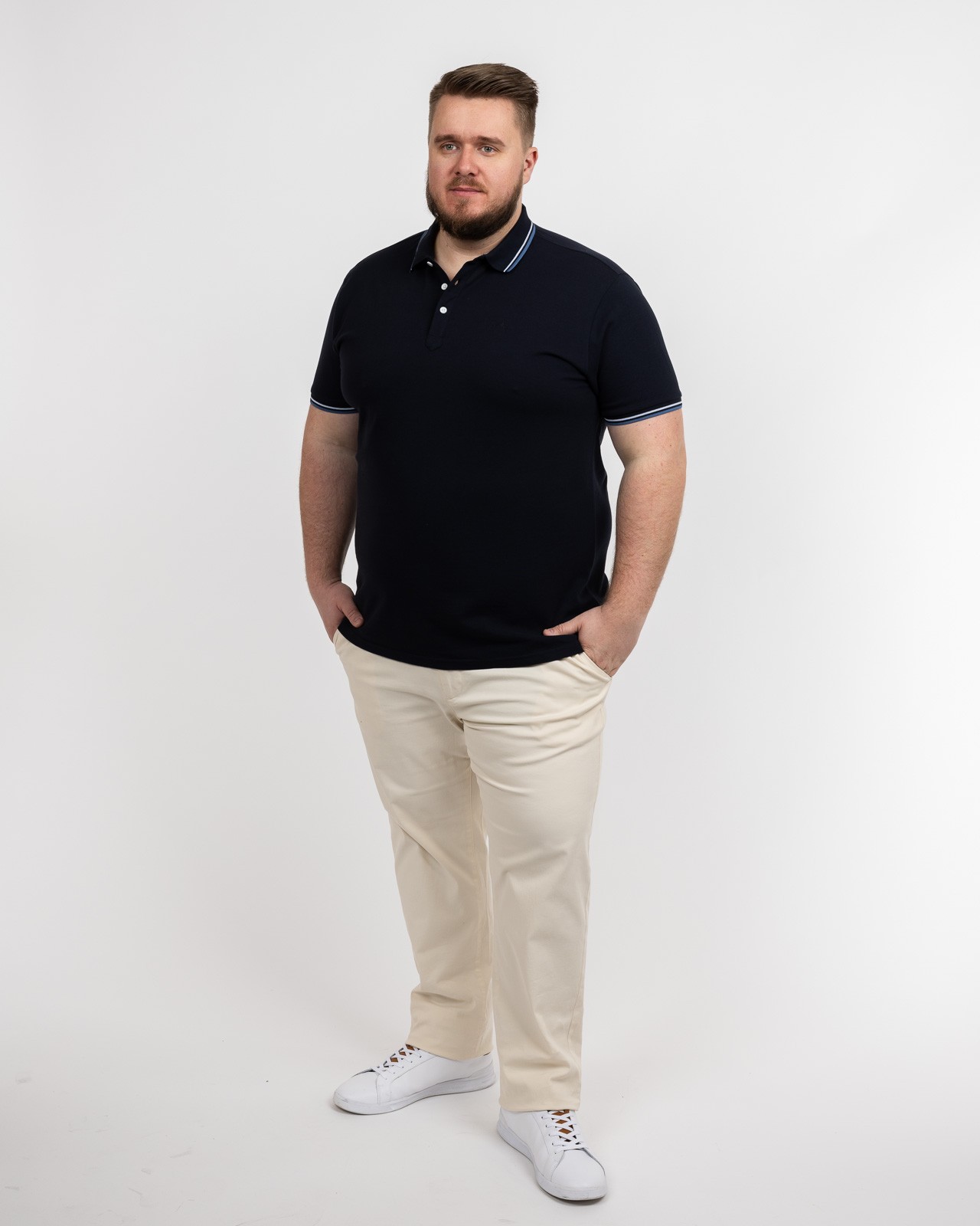 Polo piqué grande taille bleu marine