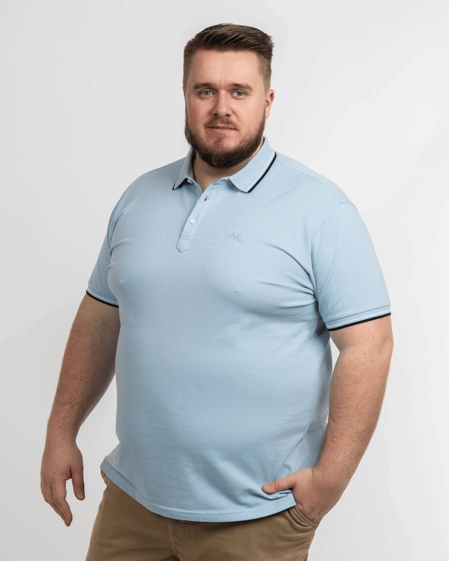 Polo piqué grande taille bleu ciel