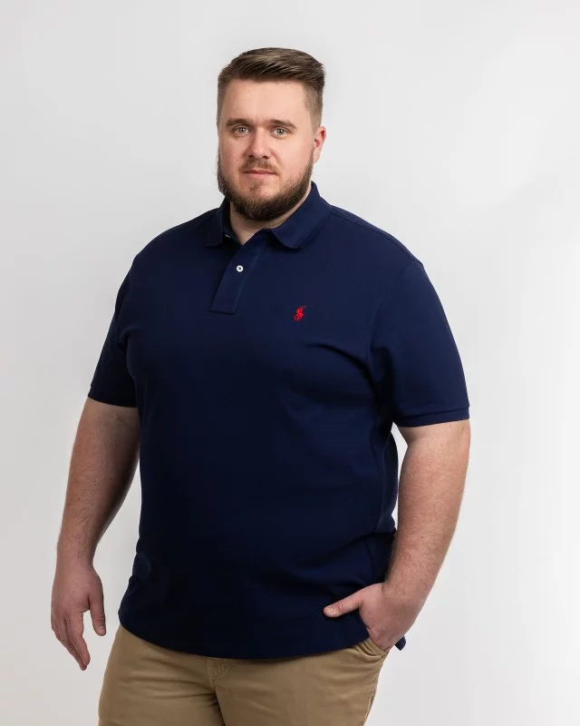 Polo piqué grande taille bleu marine