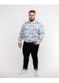 Chemise en coton et lin grande taille bleu