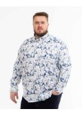 Chemise en coton et lin grande taille bleu