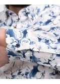 Chemise en coton et lin grande taille bleu