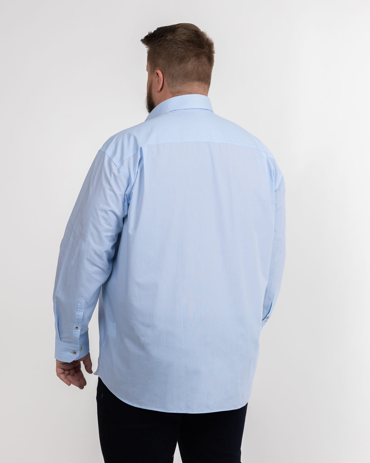 Chemise facile à repasser micro imprimé grande taille bleu clair