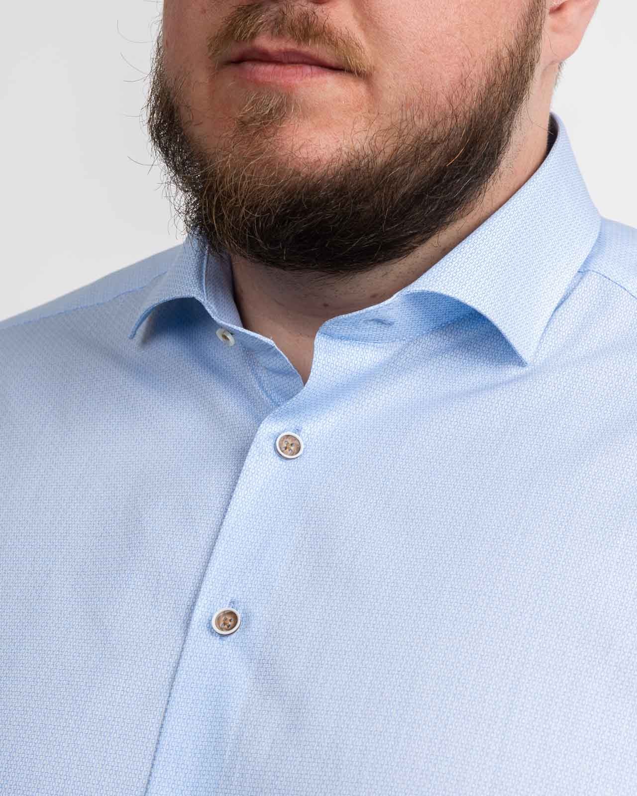 Chemise facile à repasser micro imprimé grande taille bleu clair