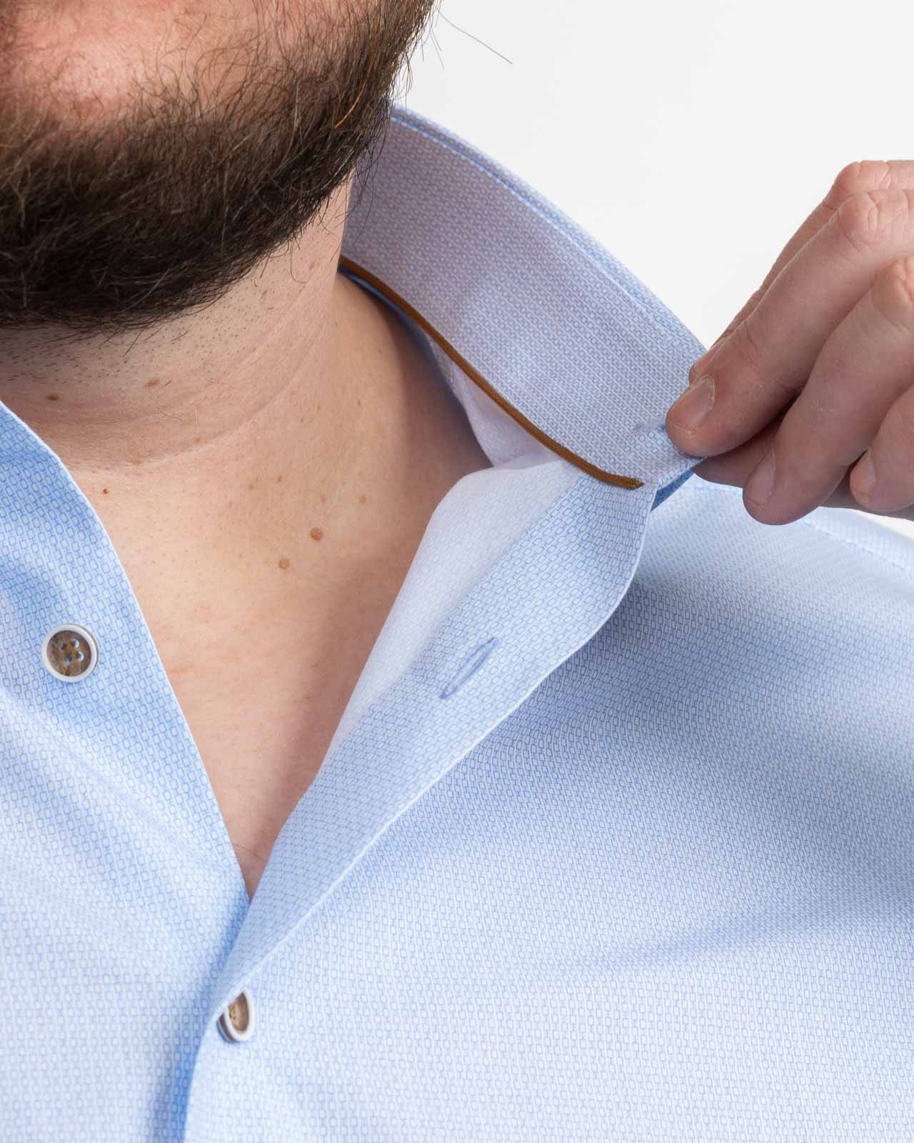 Chemise facile à repasser micro imprimé grande taille bleu clair