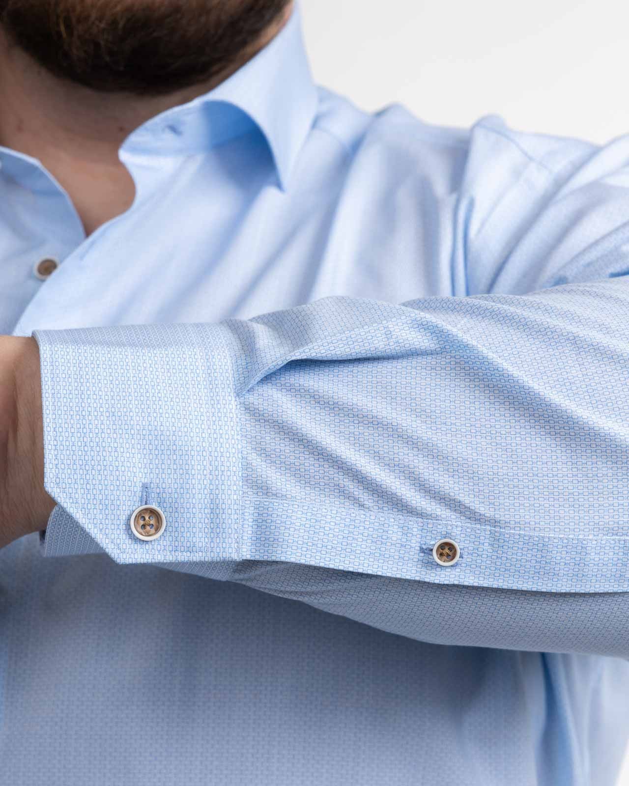 Chemise facile à repasser micro imprimé grande taille bleu clair