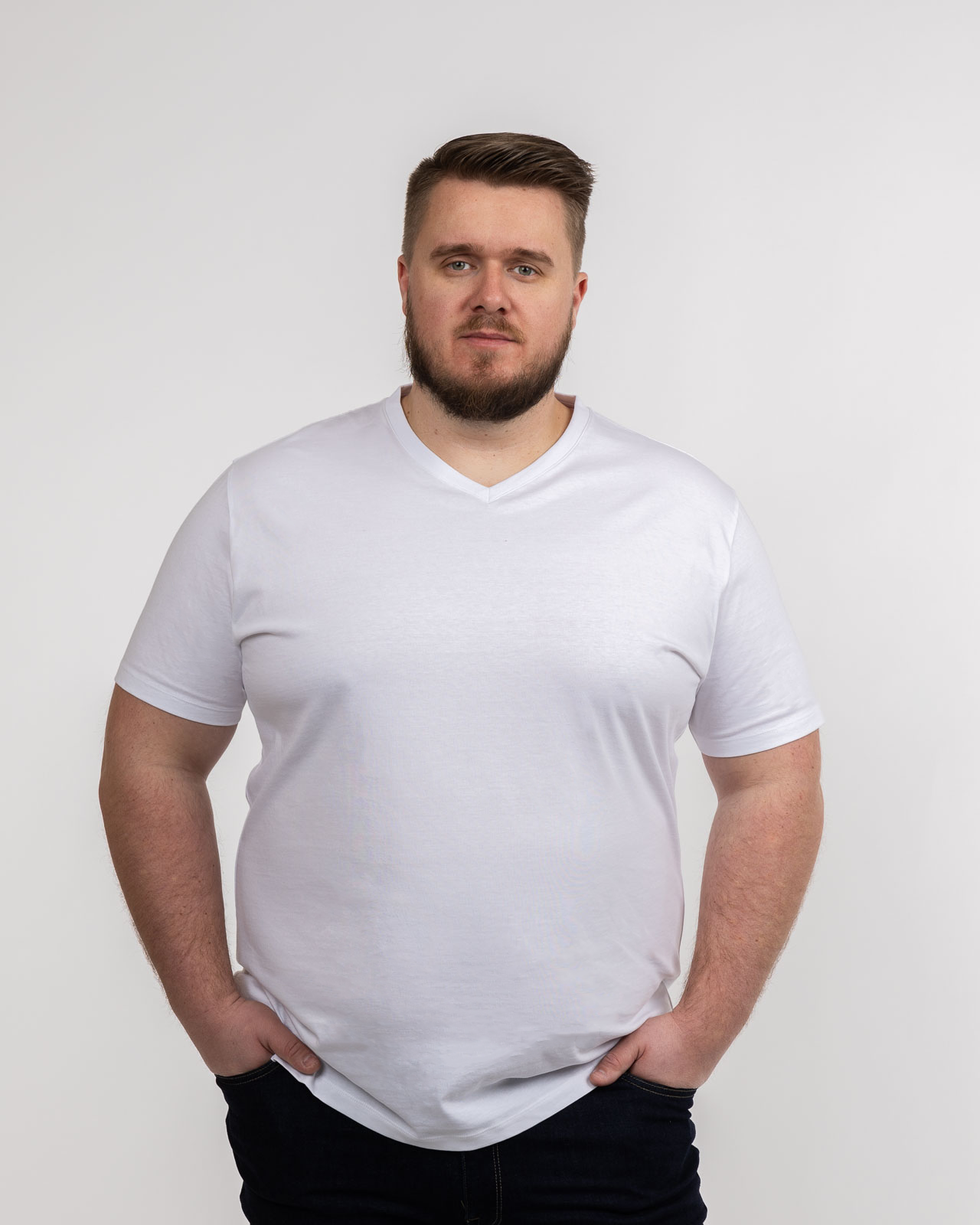 T-shirt col V grande taille blanc