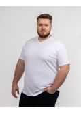 T-shirt col V pour homme grand blanc
