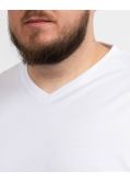 T-shirt col V pour homme grand blanc