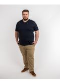 T-shirt col V pour homme grand bleu marine