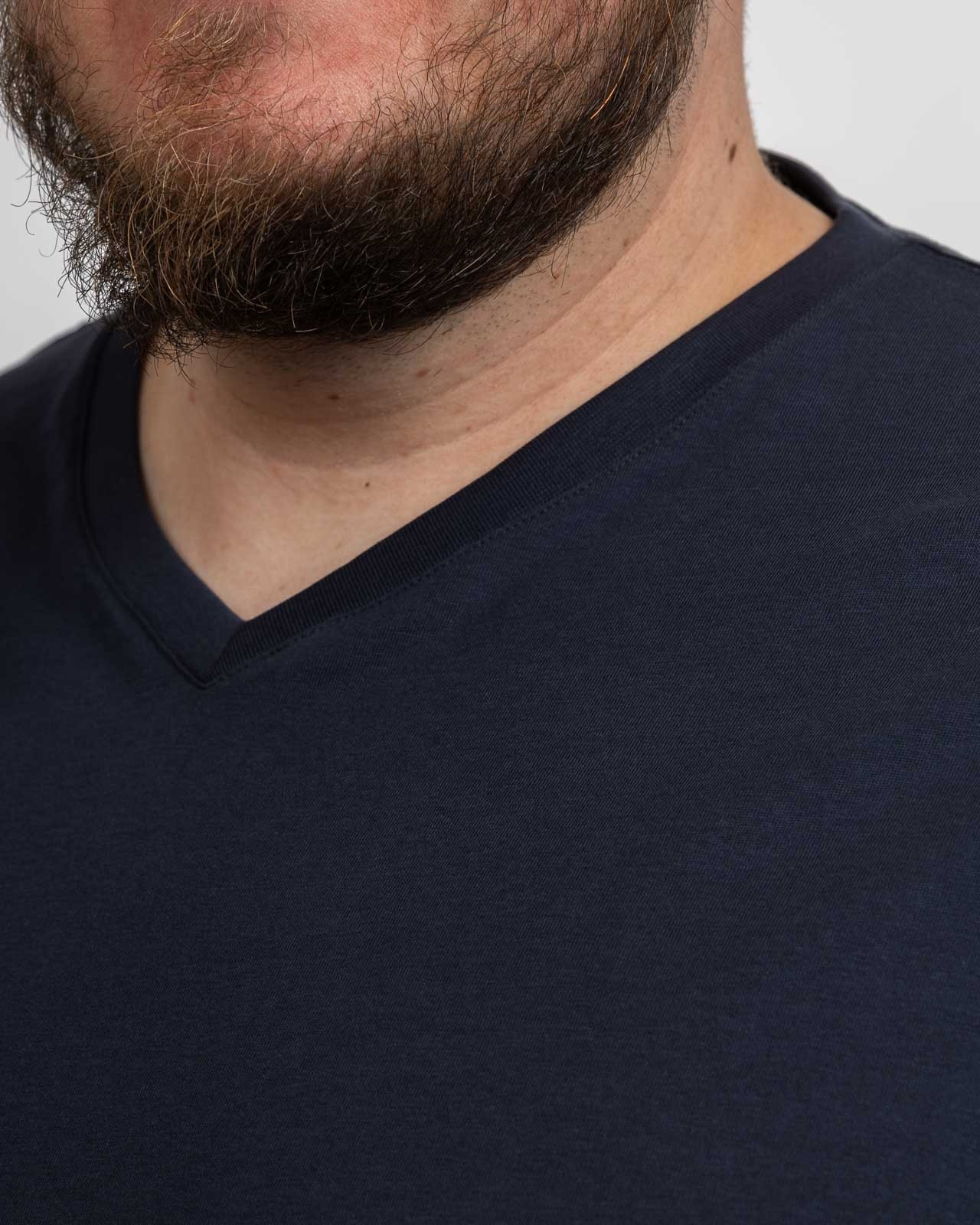 T-shirt col V pour homme grand bleu marine