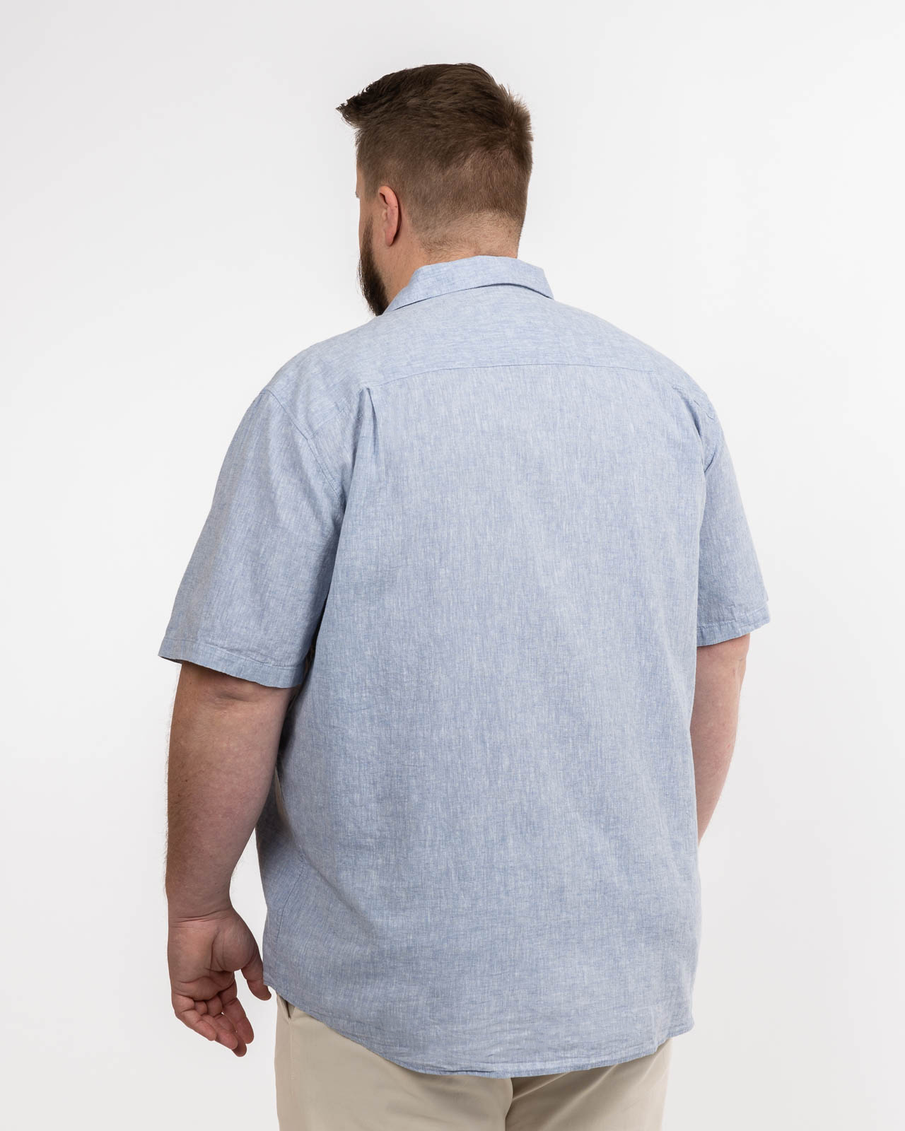 Chemisette en lin grande taille bleu clair