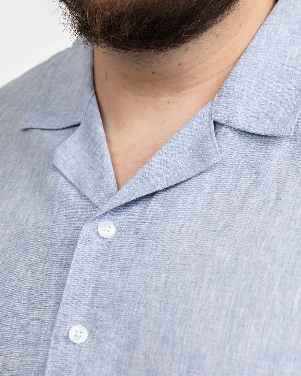 Chemisette en lin grande taille bleu clair