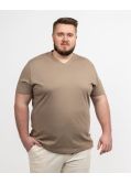 T-shirt col V grande taille beige