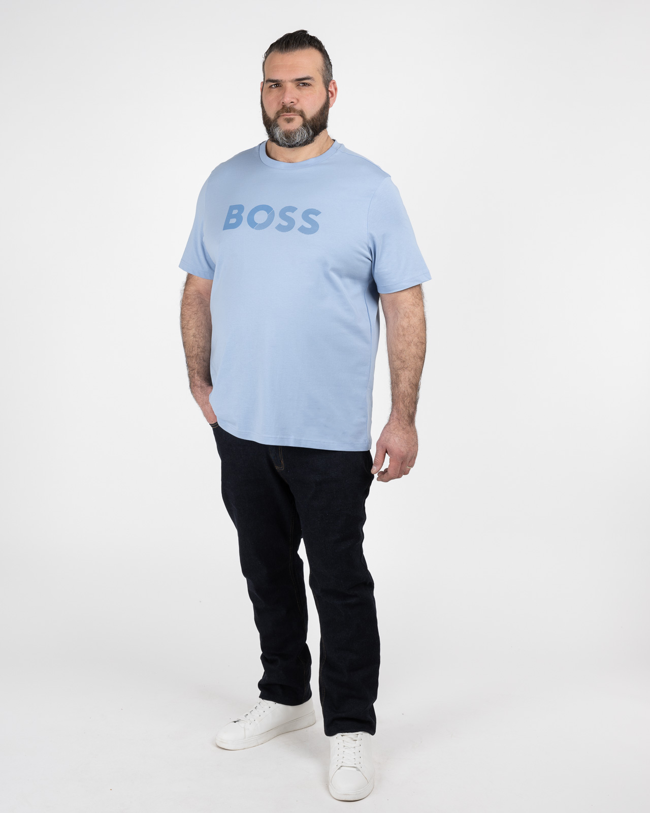 T-shirt col rond grande taille bleu clair