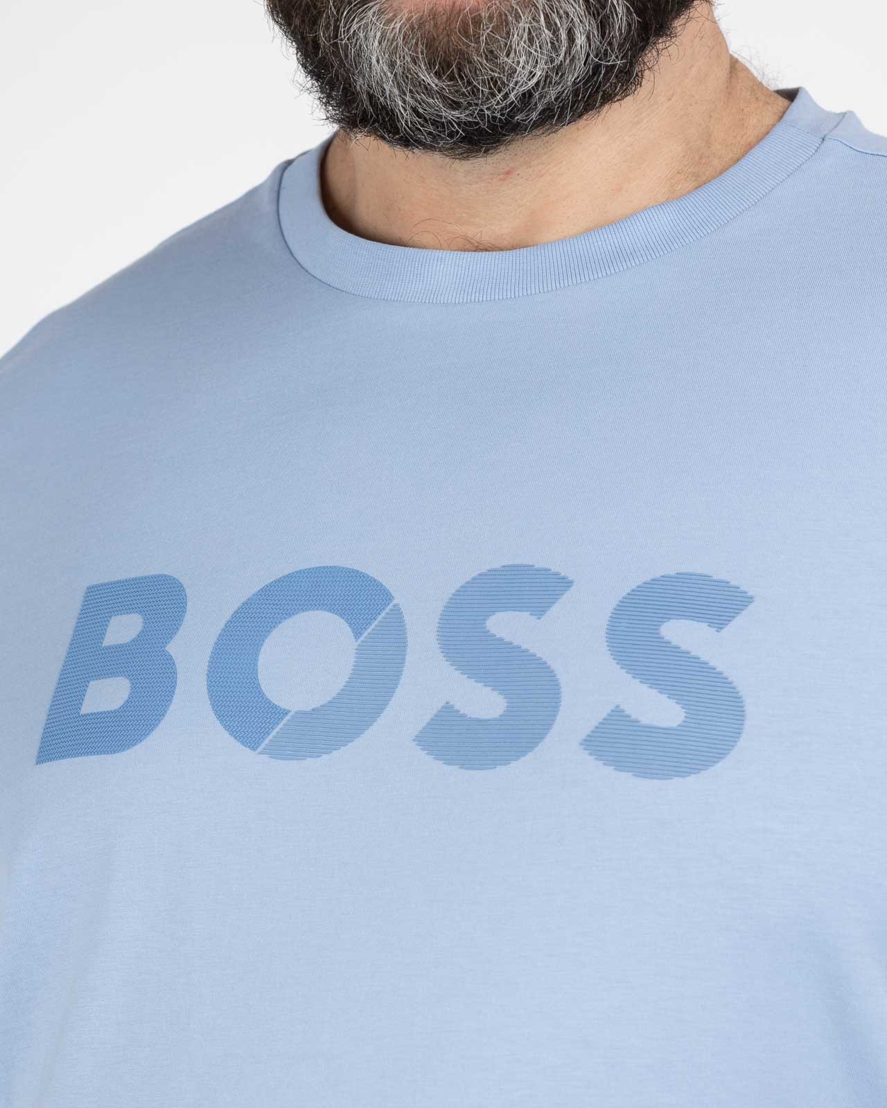 T-shirt col rond grande taille bleu clair