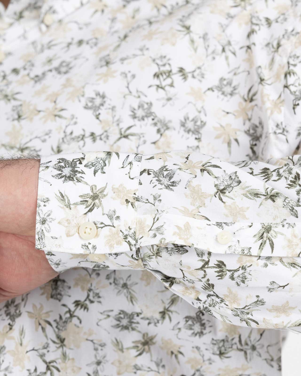 Chemise en stretch fleurie grande taille beige