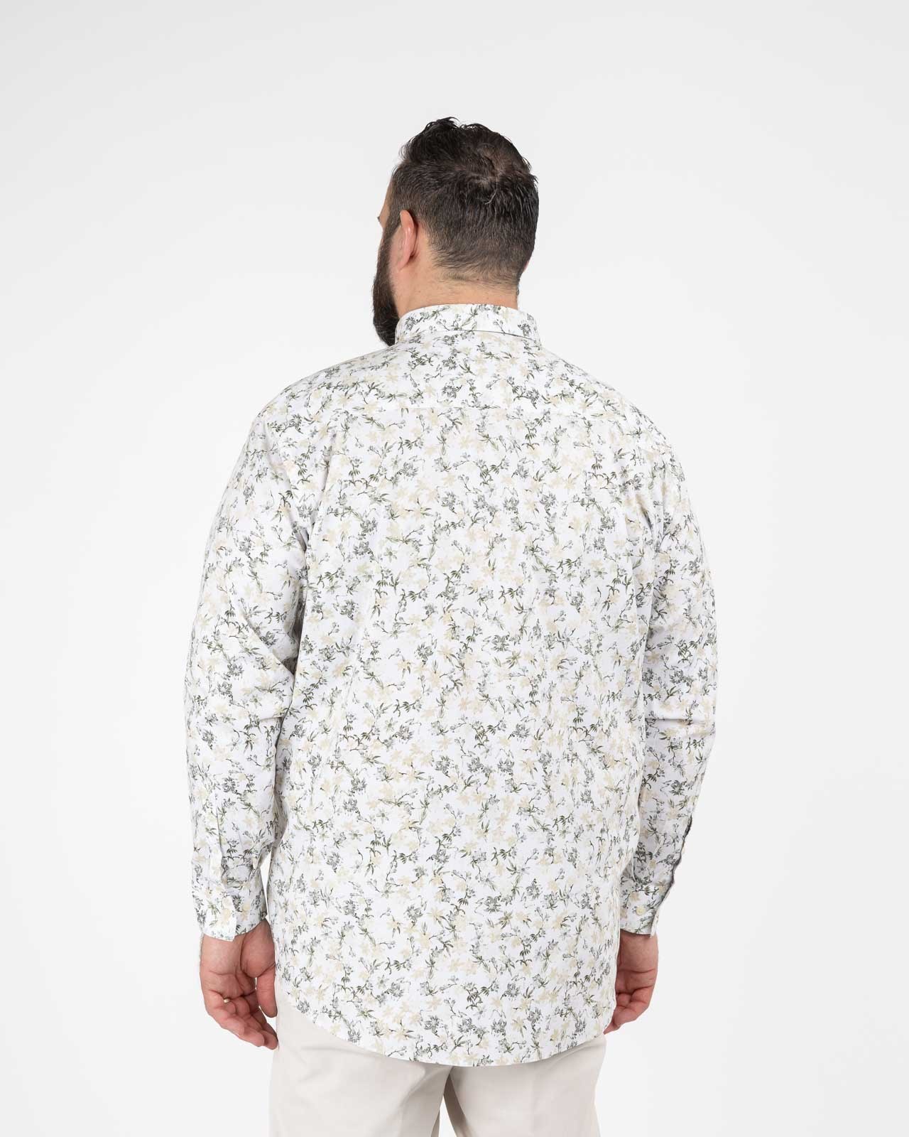 Chemise en stretch fleurie grande taille beige