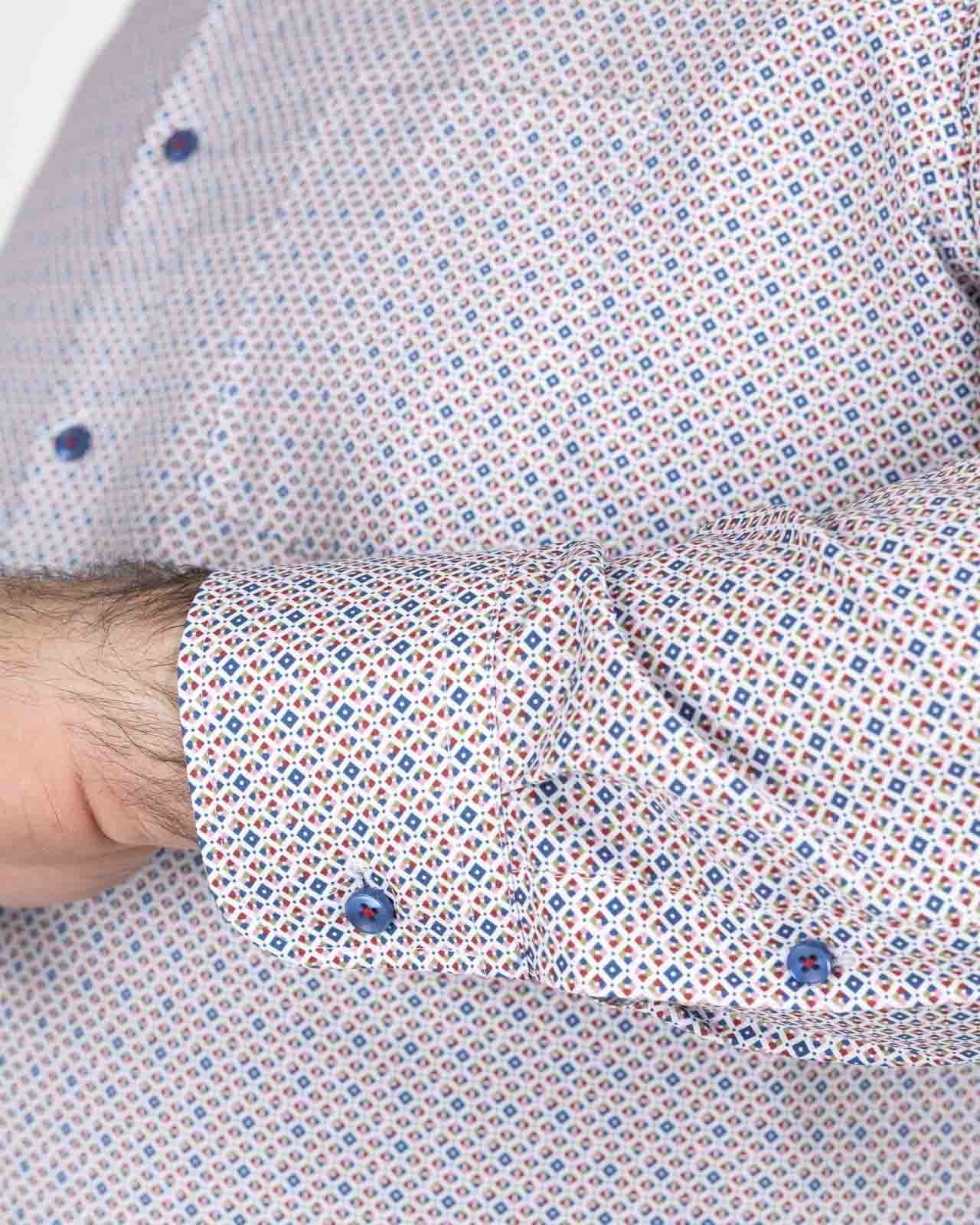 Chemise popeline micro imprimé grande taille rose non iron