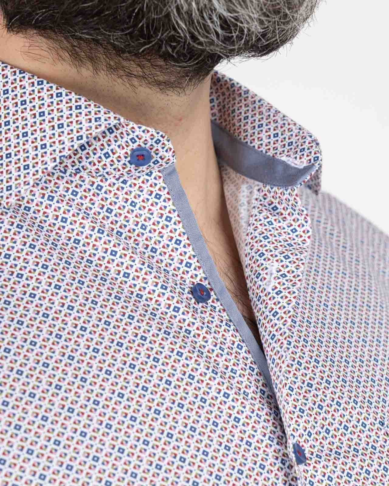 Chemise popeline micro imprimé grande taille rose non iron