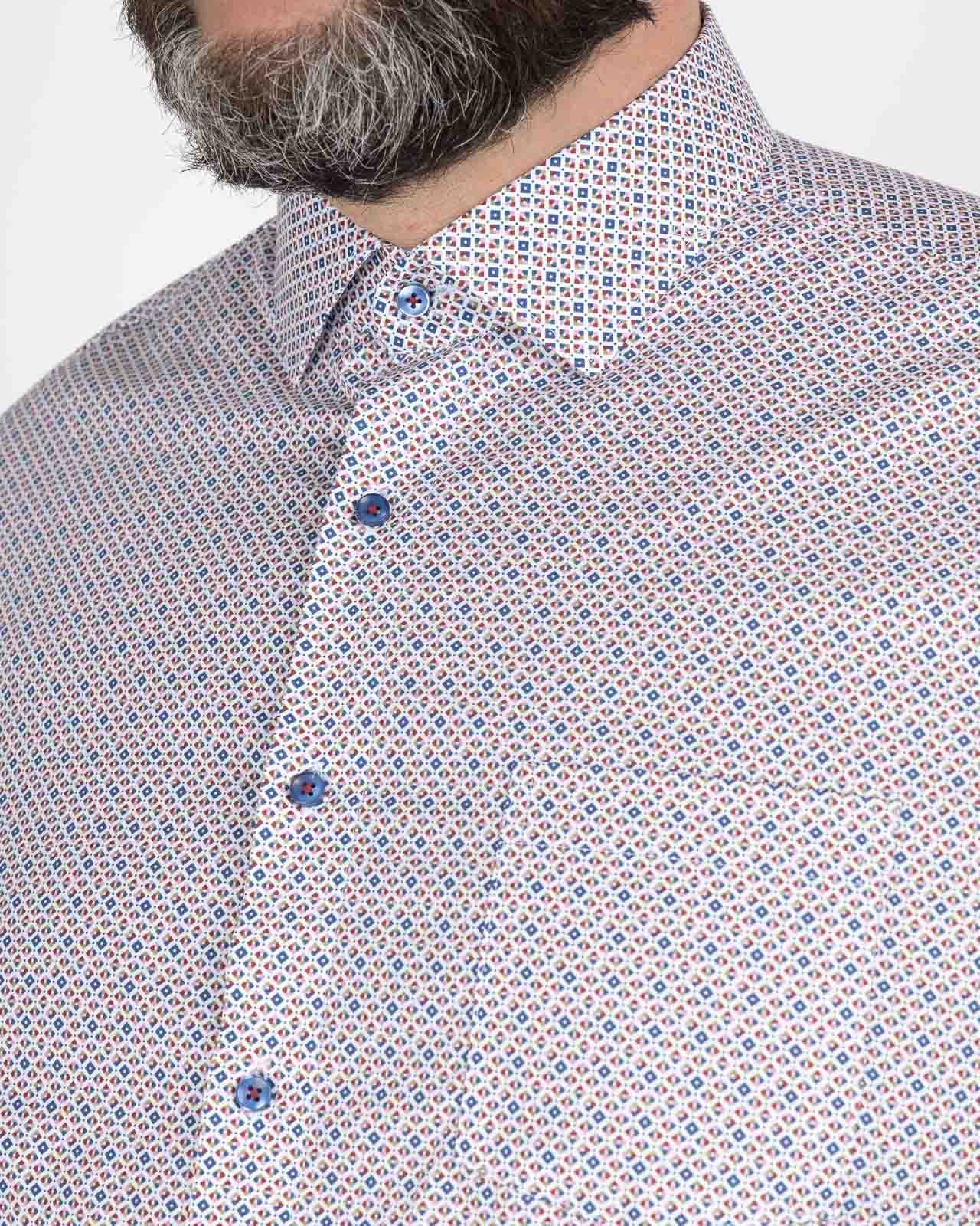 Chemise popeline micro imprimé grande taille rose non iron