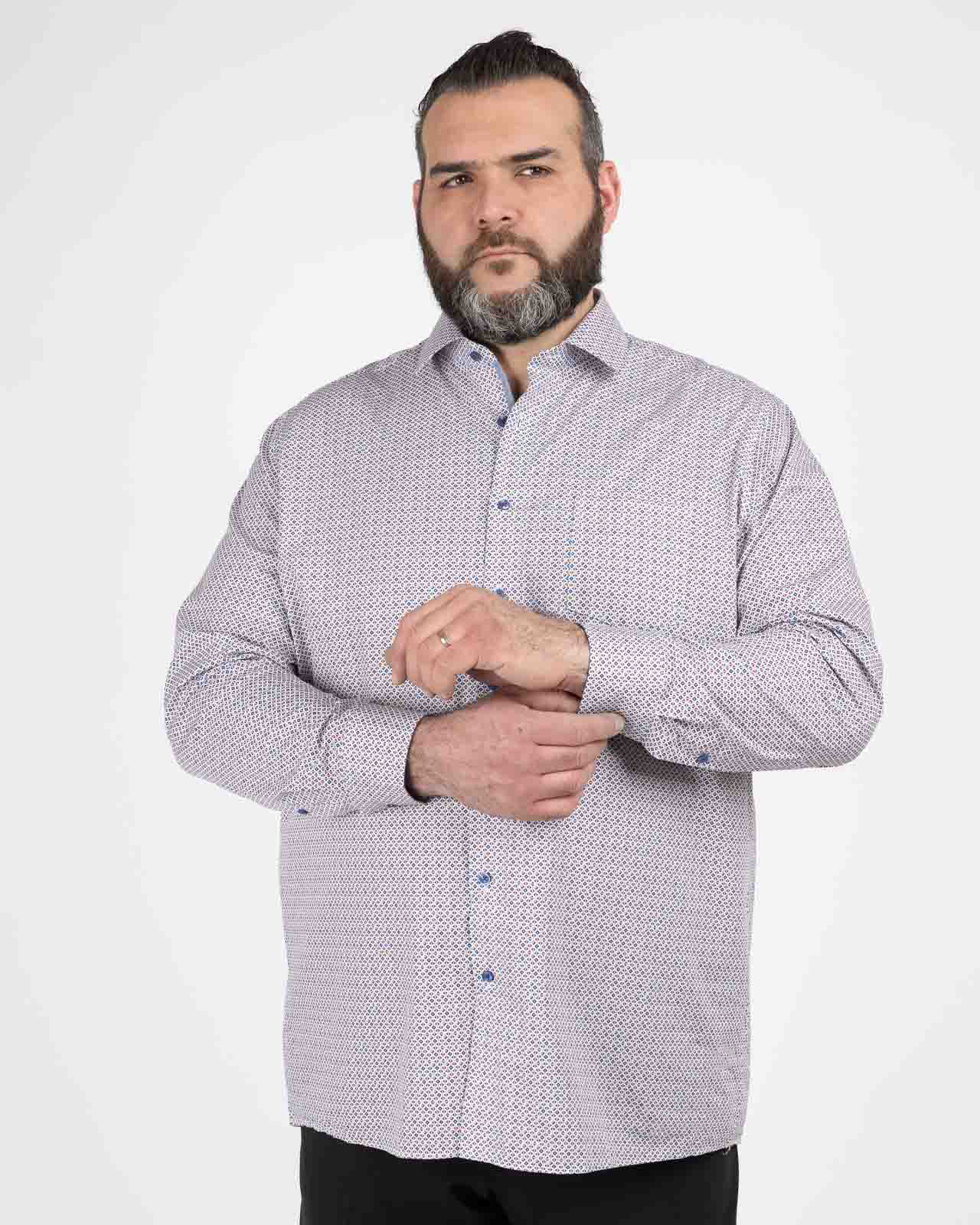 Chemise popeline micro imprimé grande taille rose non iron