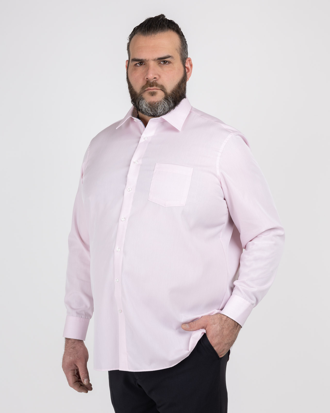 Chemise popeline grande taille rose non iron