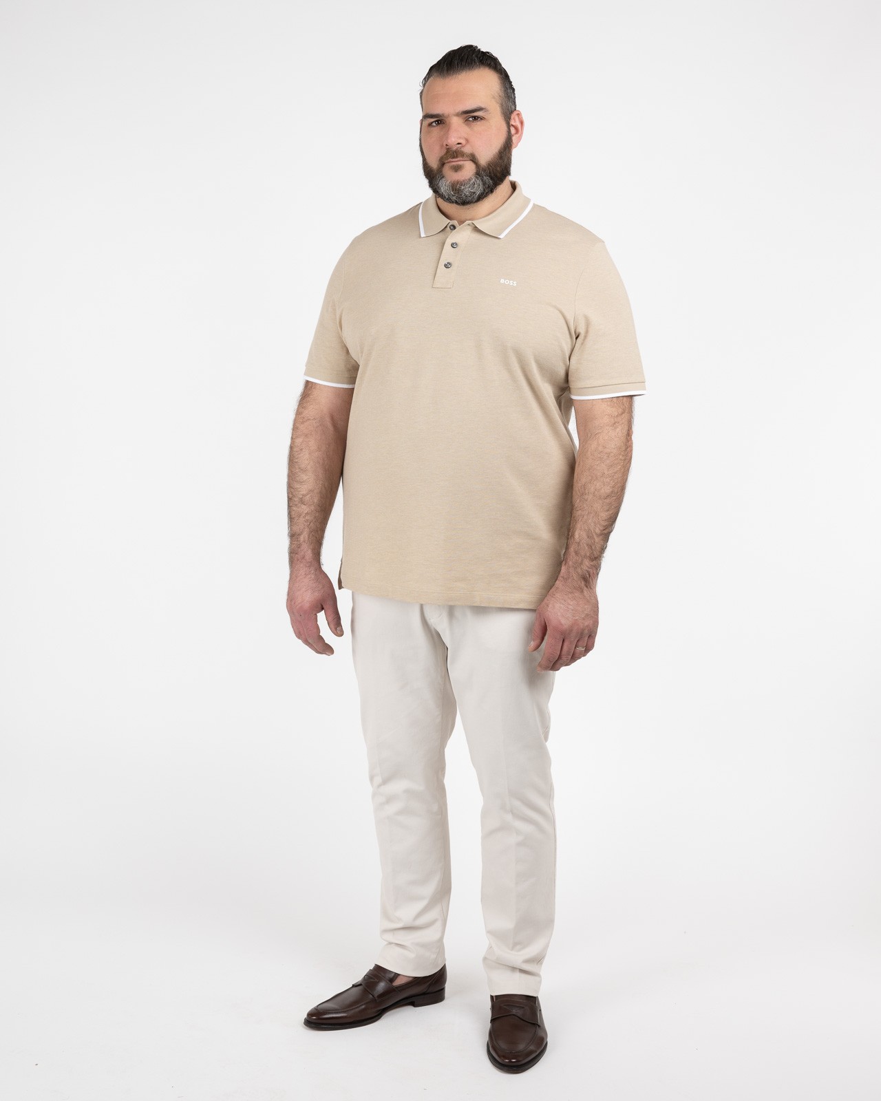 Pantalon chino avec ceinture grande taille écru