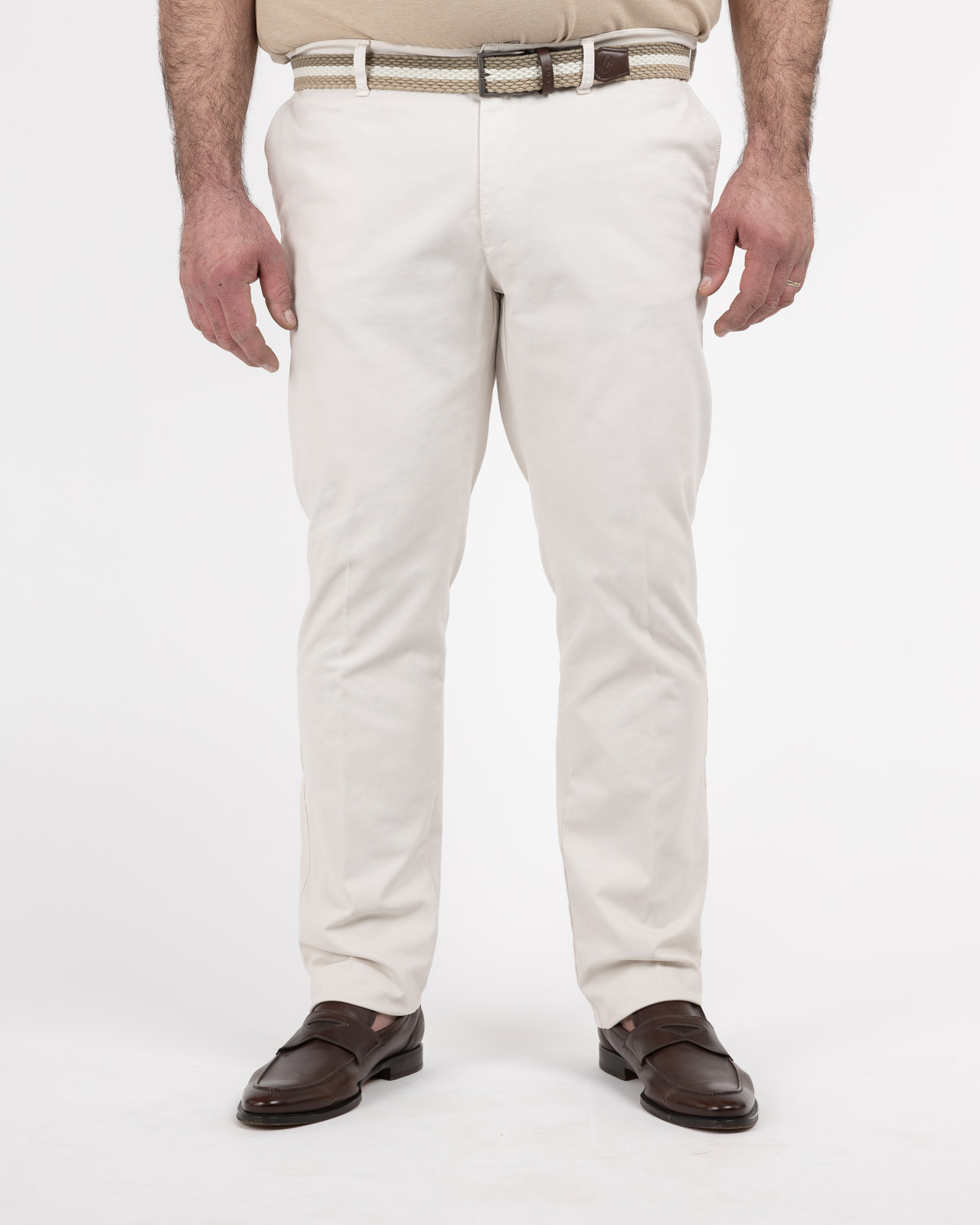 Pantalon chino avec ceinture grande taille écru
