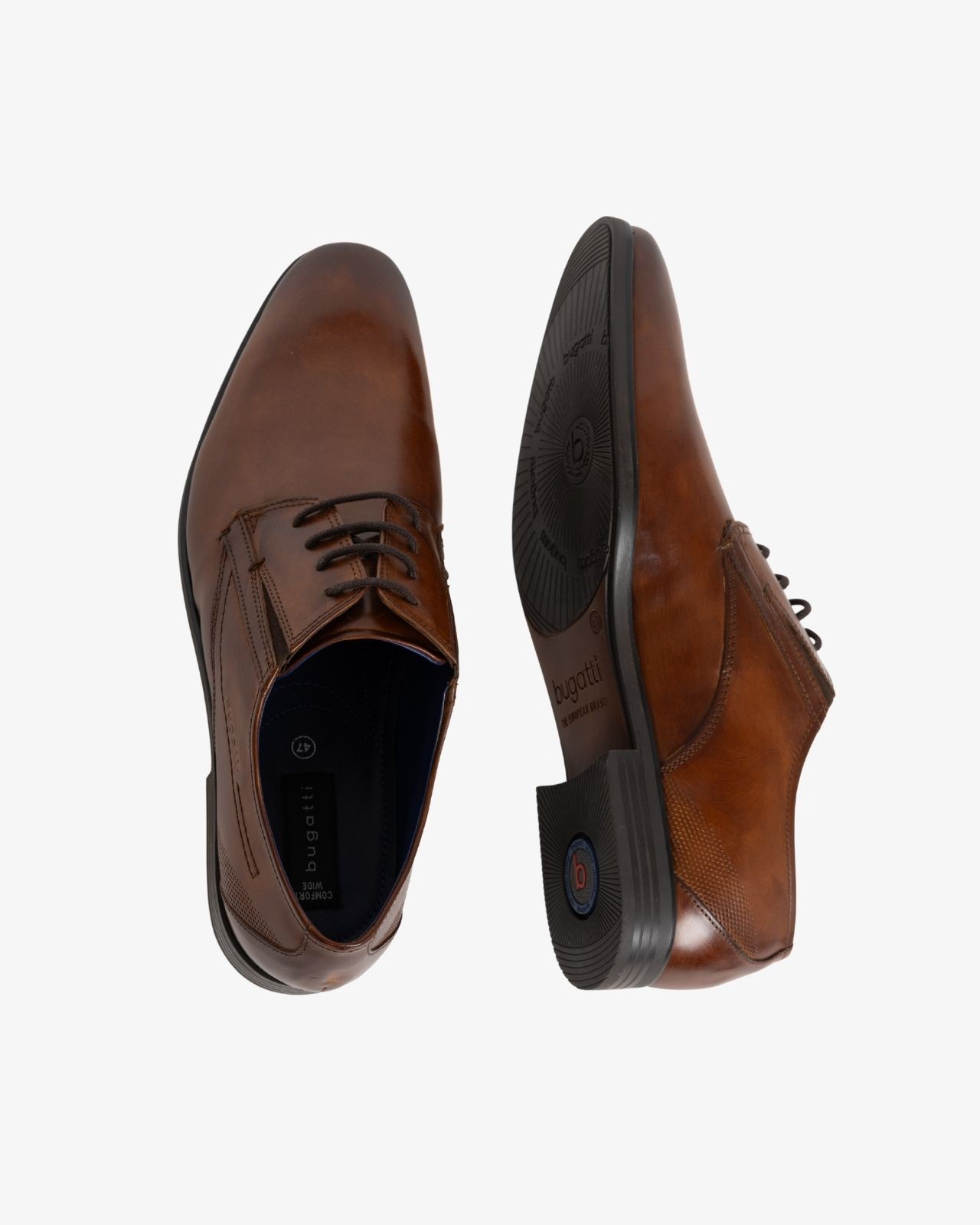 Chaussures derby en cuir grande taille cognac