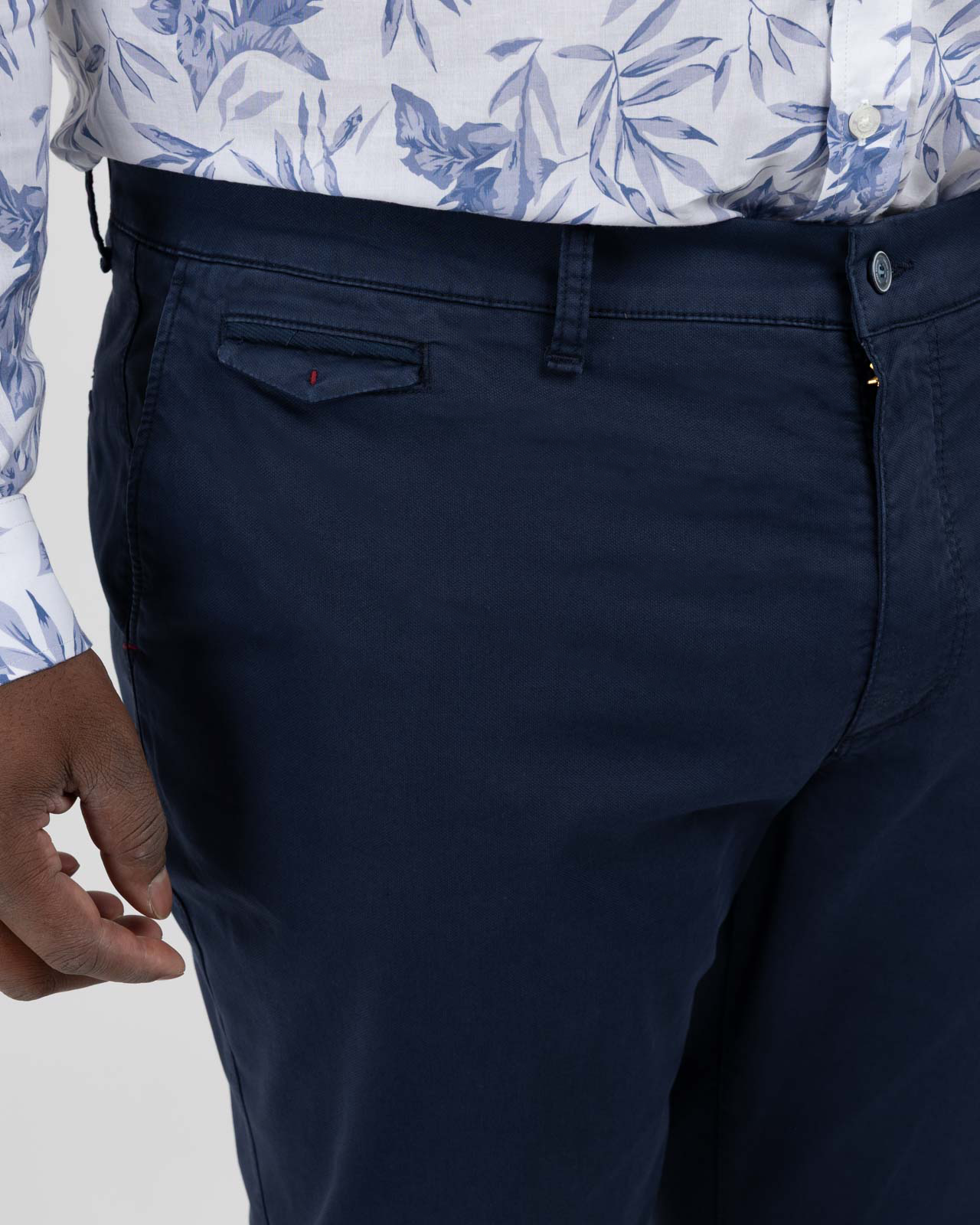Pantalon chino tencel armuré grande taille bleu marine
