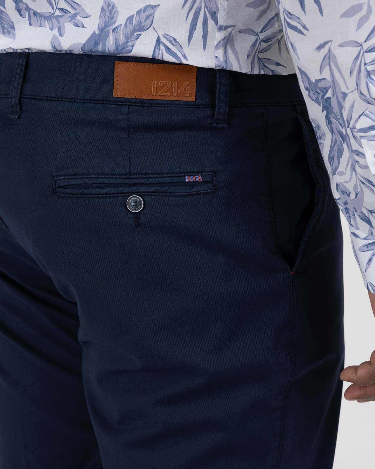 Pantalon chino tencel armuré grande taille bleu marine