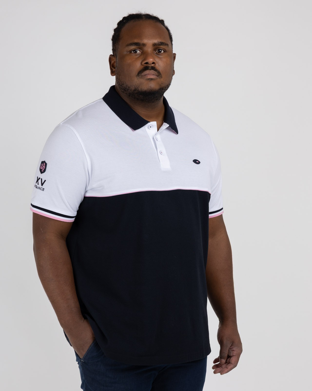 Polo piqué XV grande taille bleu marine
