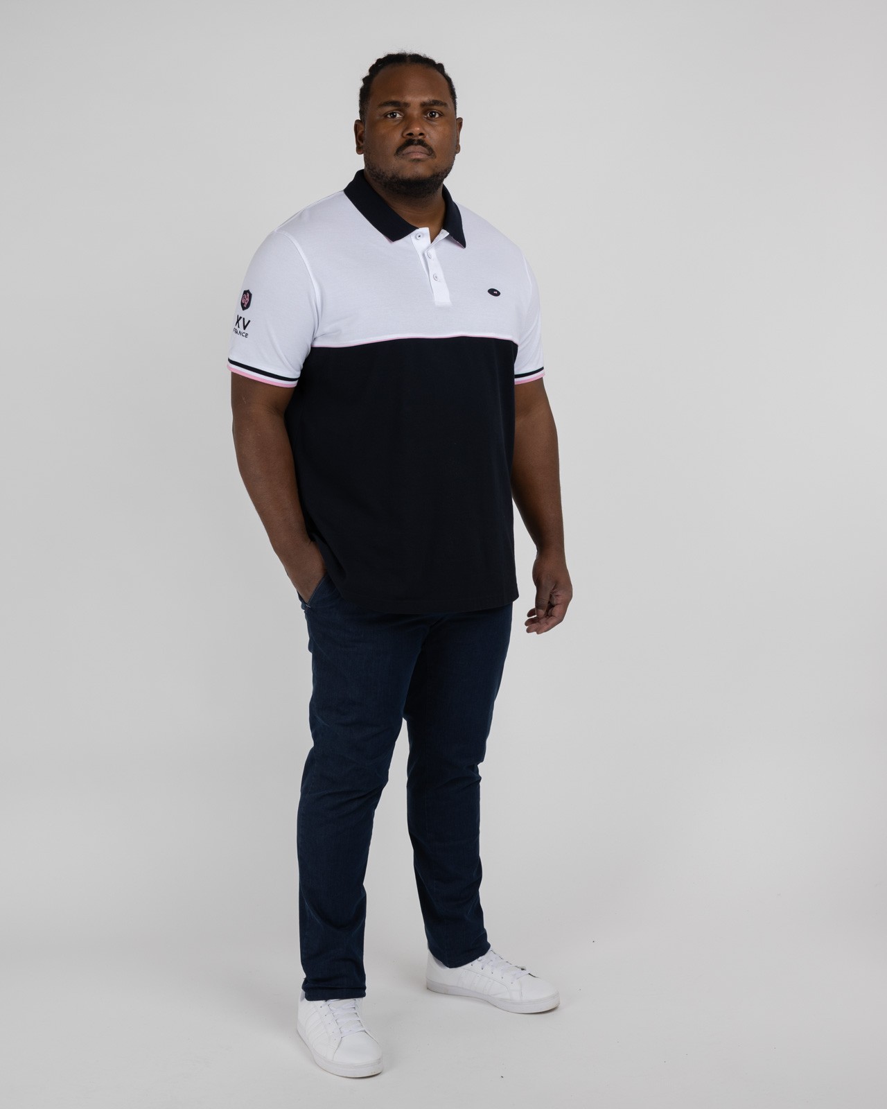 Polo piqué XV grande taille bleu marine