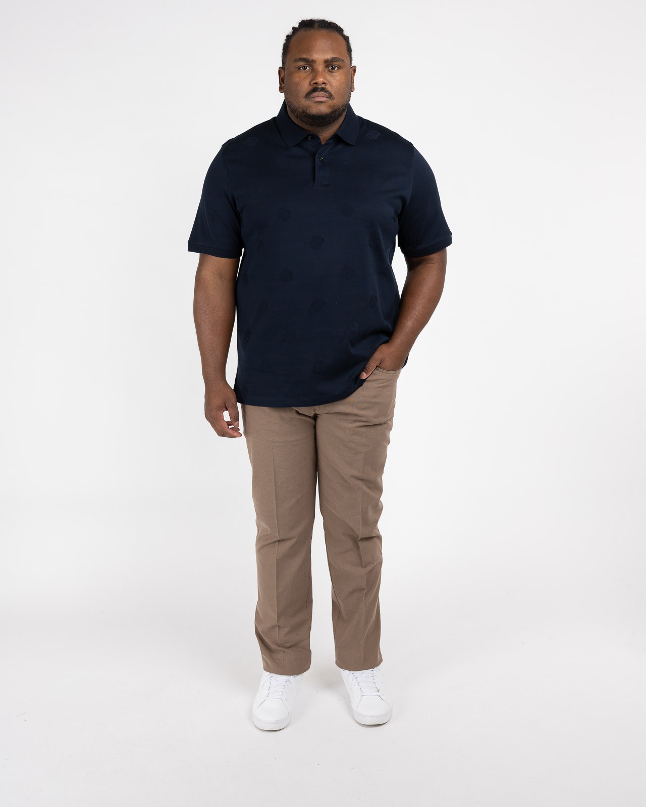 Polo grande taille bleu marine