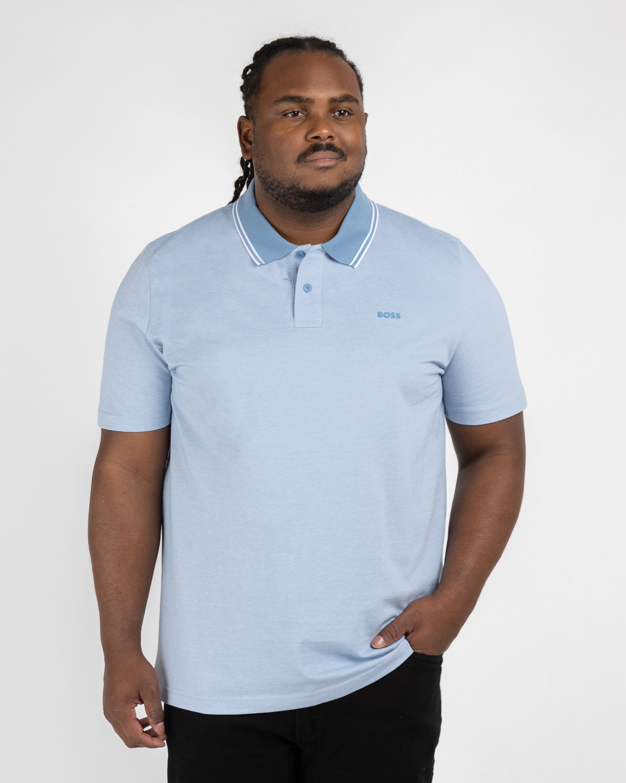 Polo piqué oxford grande taille bleu
