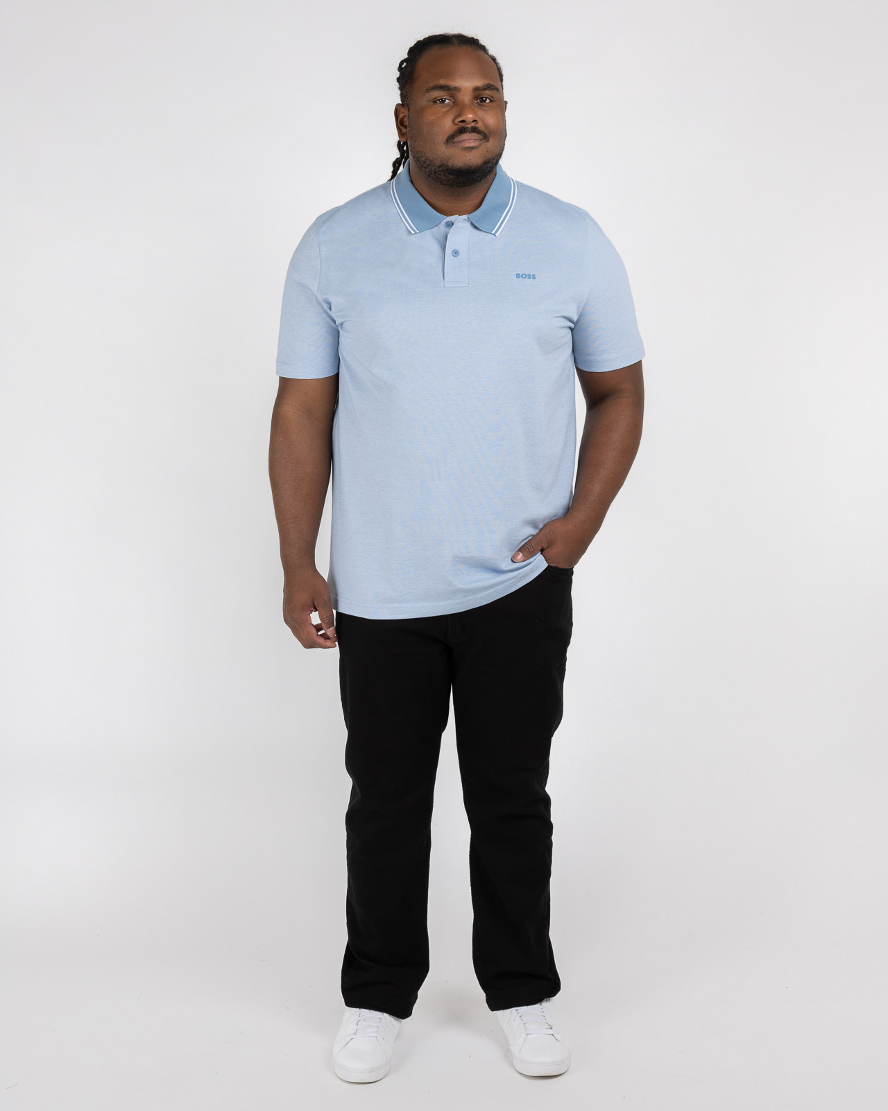 Polo piqué oxford grande taille bleu