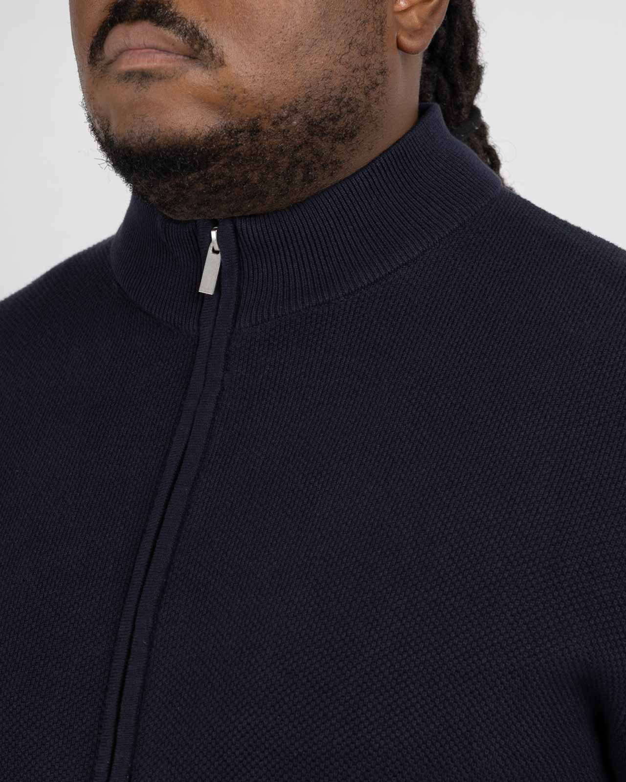 Cardigan zippé grande taille bleu marine