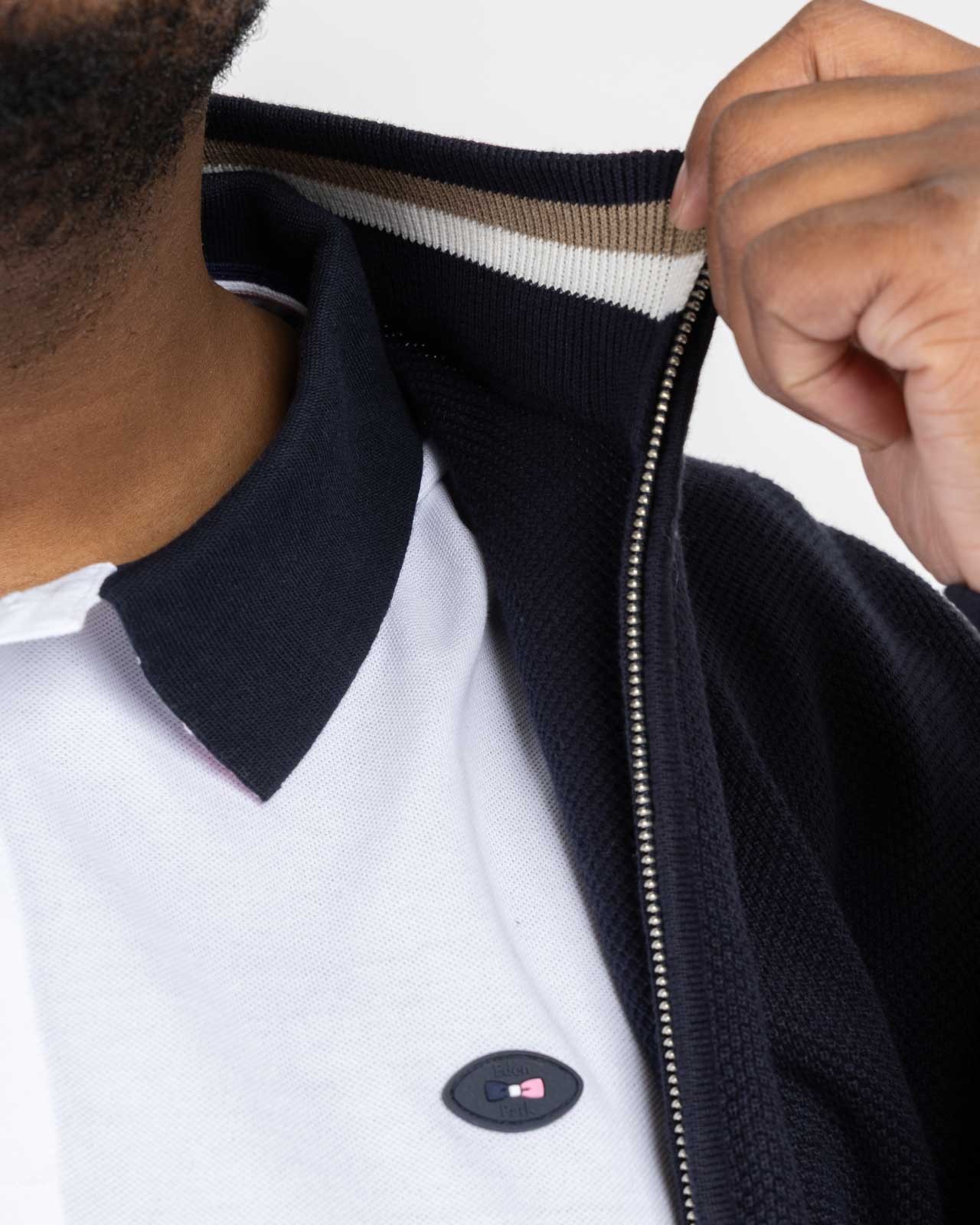 Cardigan zippé grande taille bleu marine