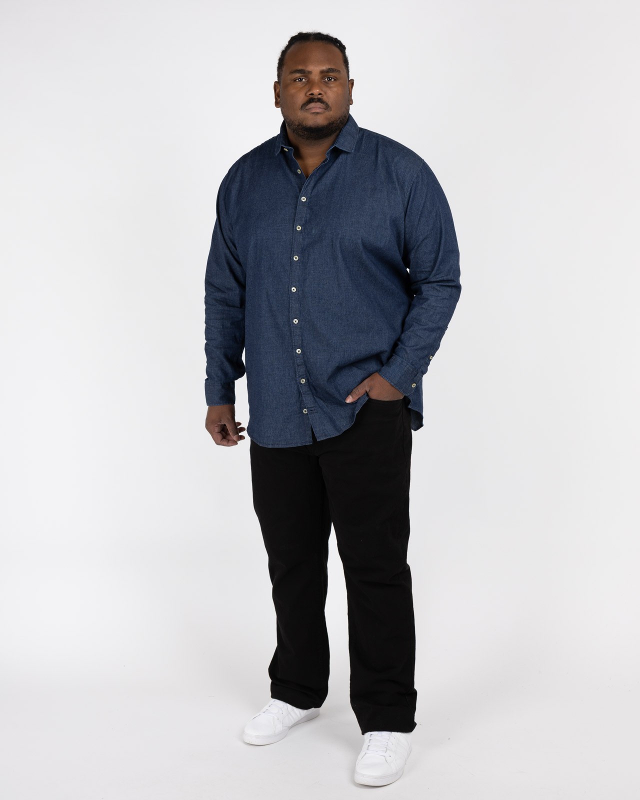 Chemise aspect jean grande taille bleu foncé