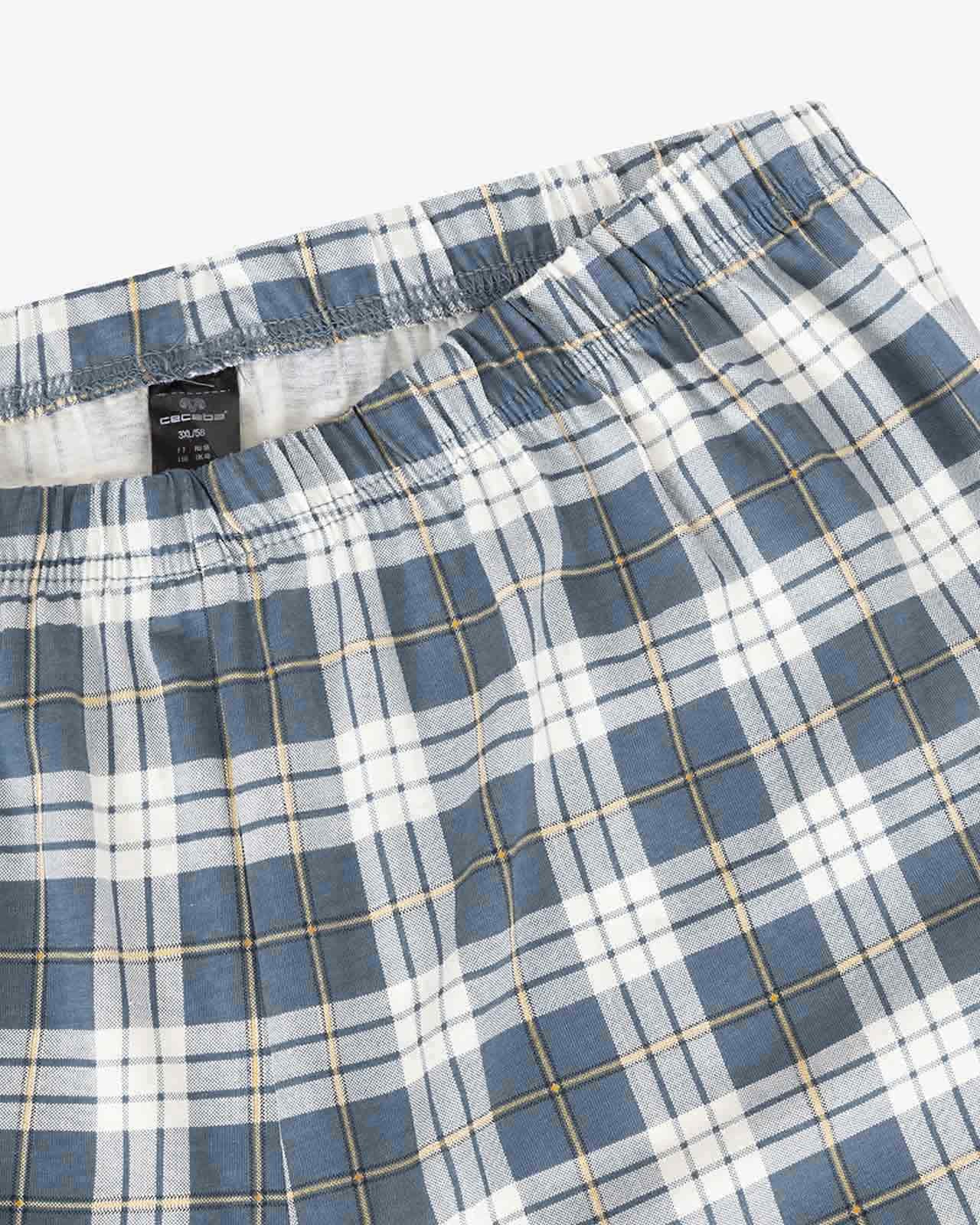 Pyjama short à carreaux grande taille bleu