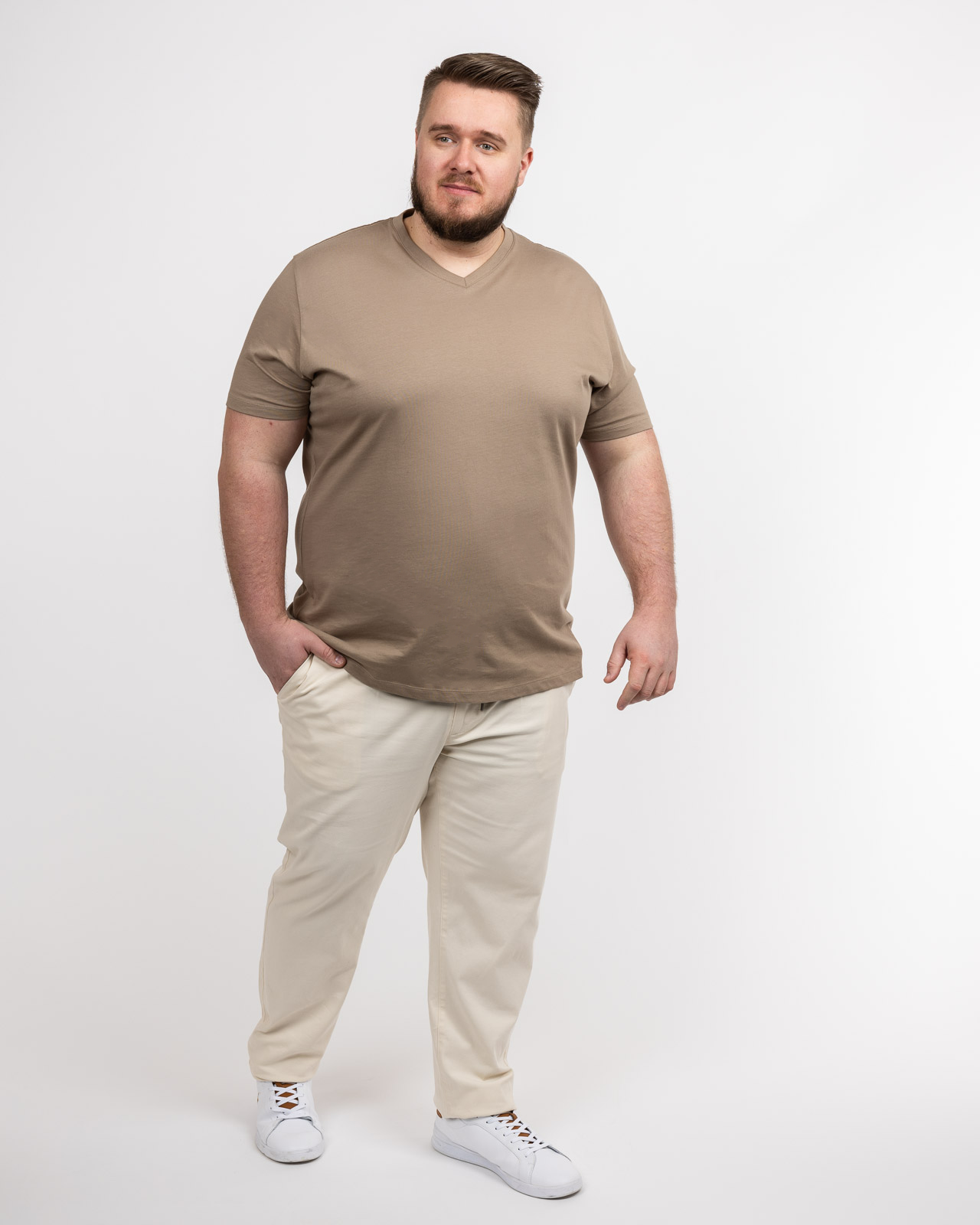 Pantalon à pinces grande taille écru