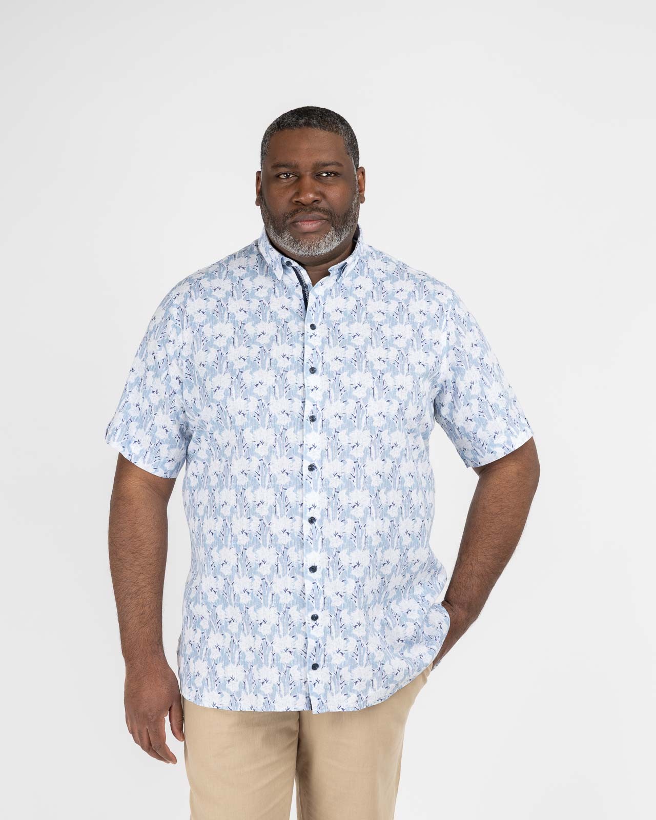 Chemisette fleurie grande taille bleu clair