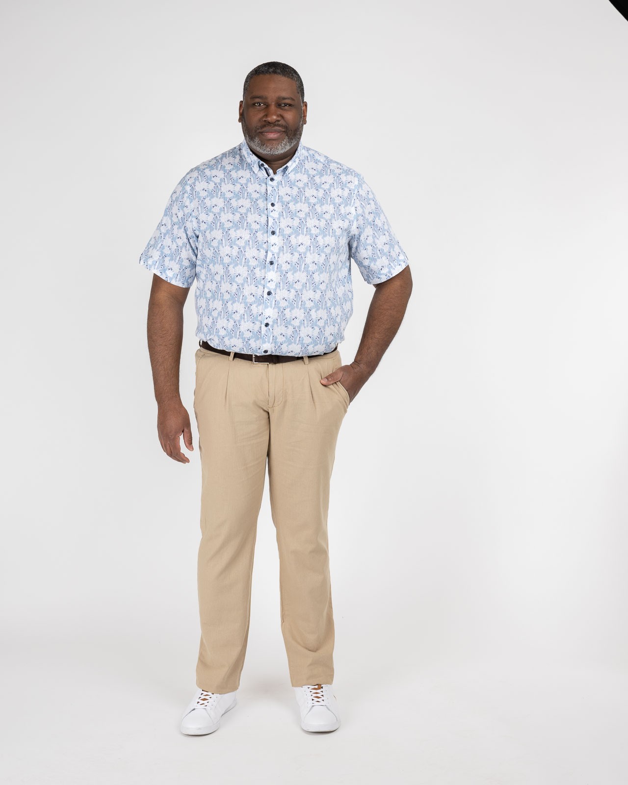 Chemisette fleurie grande taille bleu clair