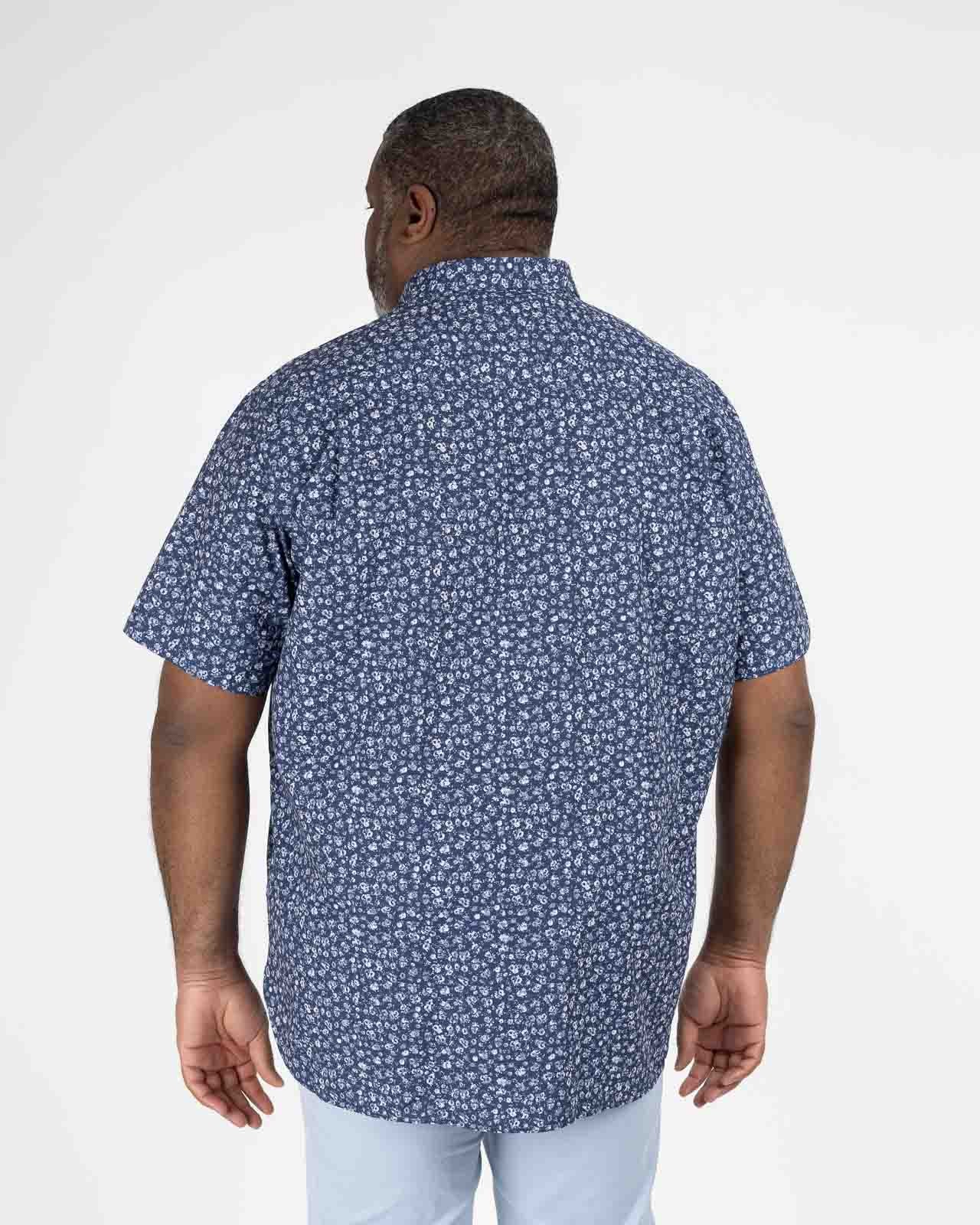 Chemisette popeline fleurie grande taille bleu marine