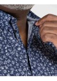 Chemisette popeline fleurie grande taille bleu marine
