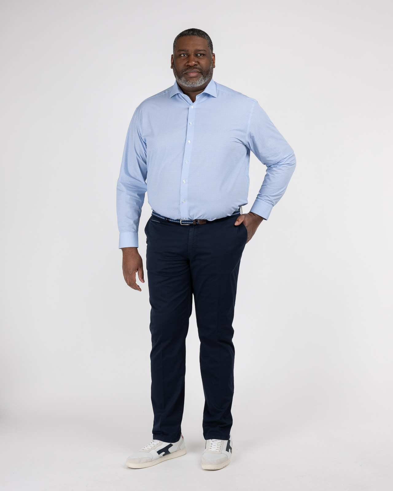 Chemise facile à repasser imprimé grande taille bleu clair