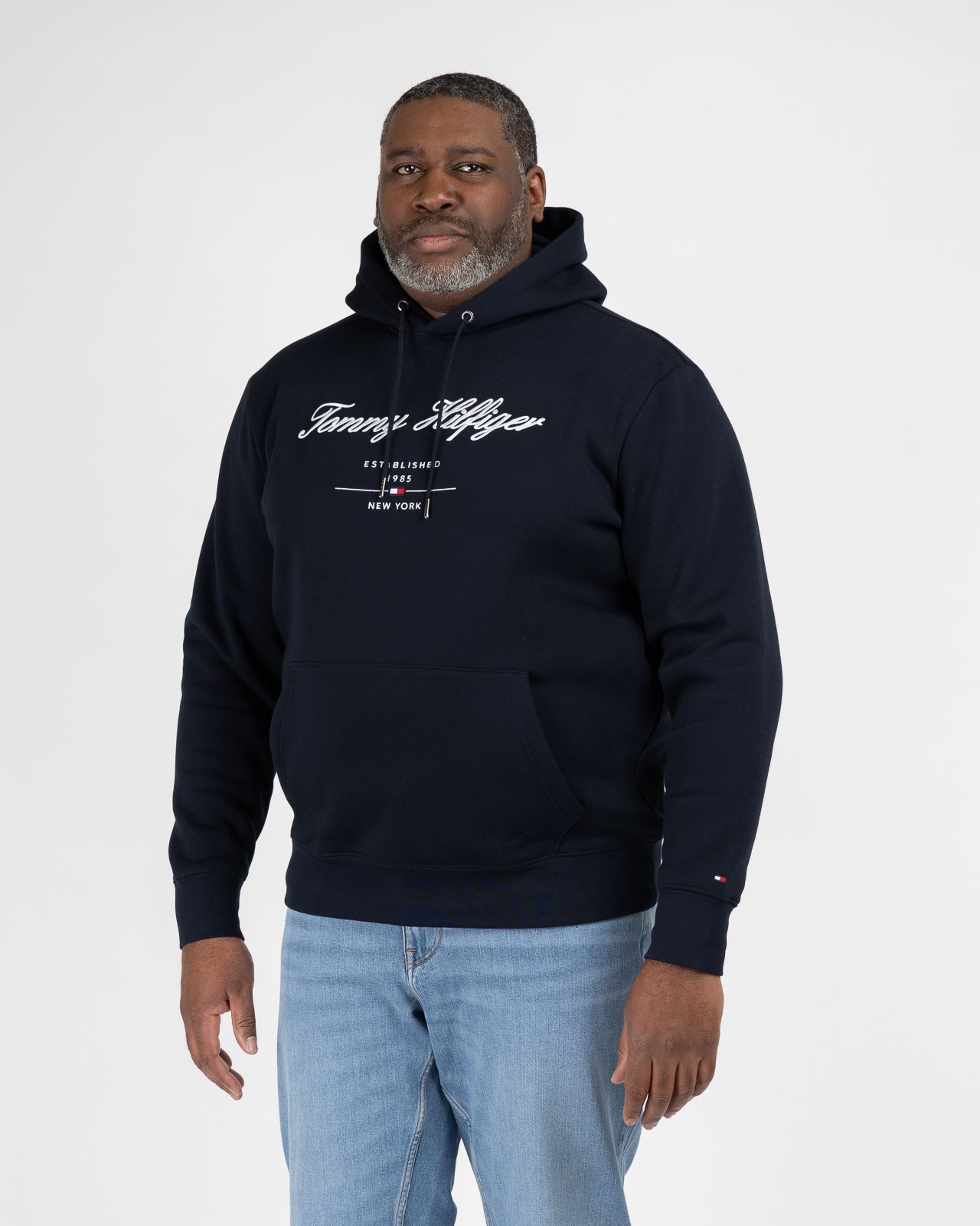 Sweat à capuche grande taille bleu marine