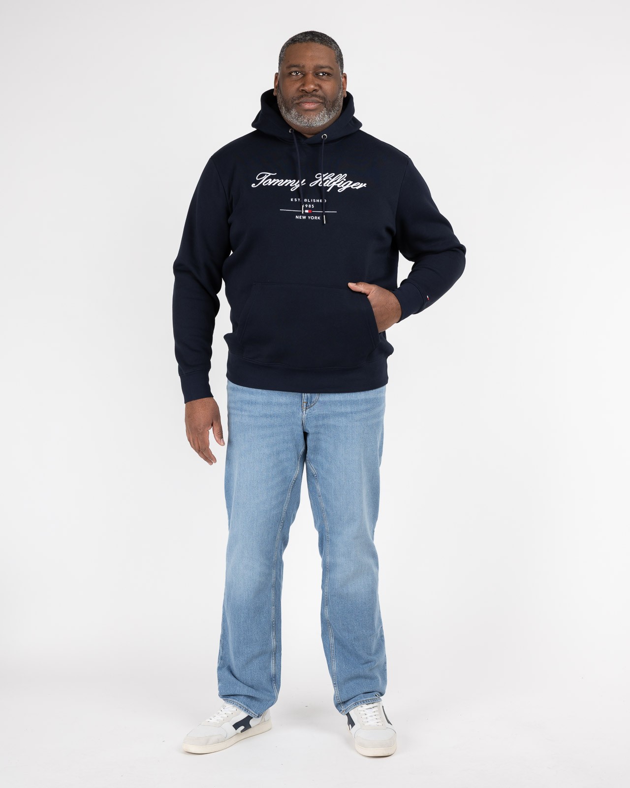 Sweat à capuche grande taille bleu marine