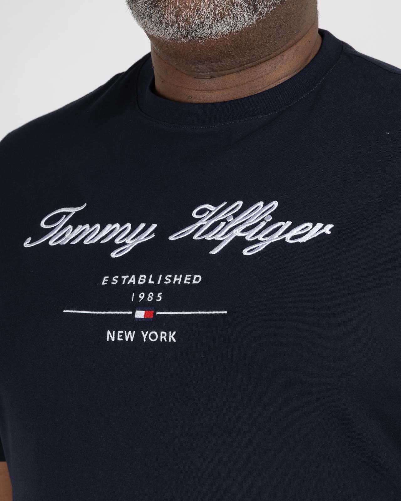 T-shirt col rond grande taille bleu marine